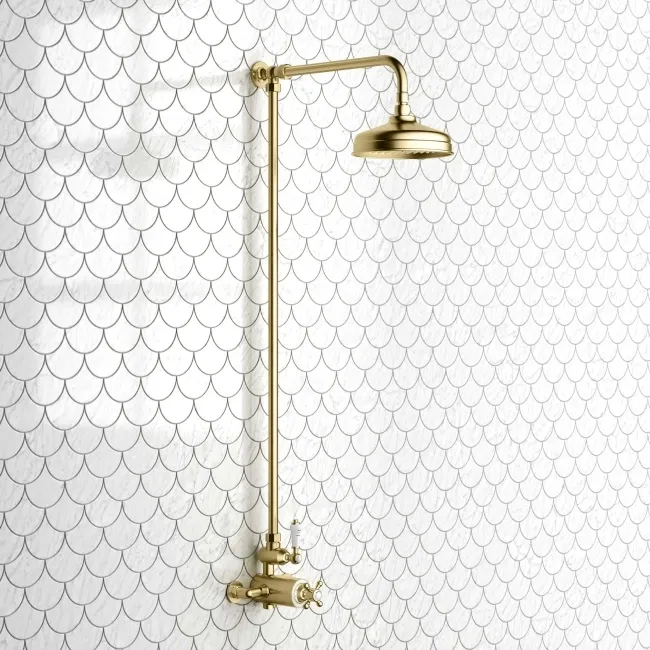 Shannon Brushed Brass Traditional Thermostatic Shower Set