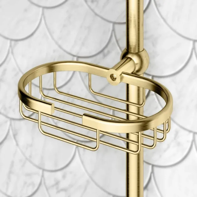 Shannon Brushed Brass Traditional Thermostatic Shower Set with Hand Shower and Soap Dish