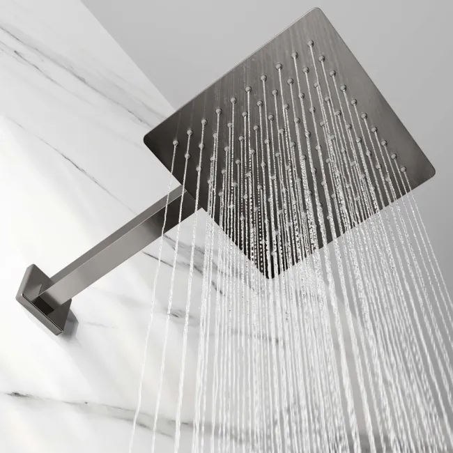 Galway Premium Gunmetal Grey Square Thermostatic Shower Set - 200mm Head & Hand Shower