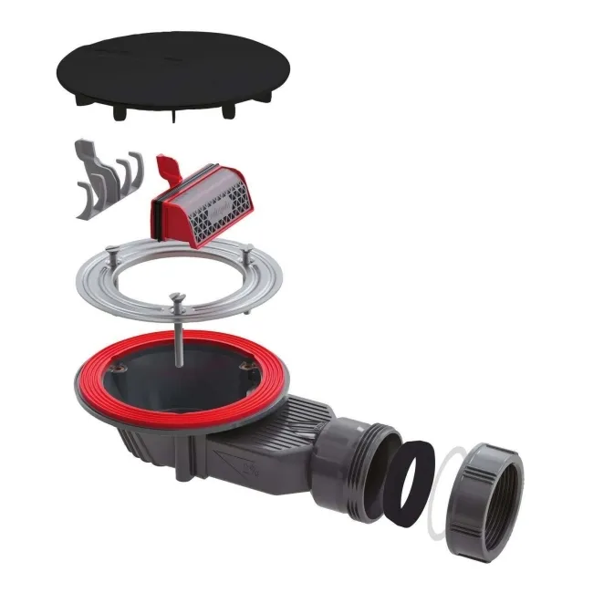 Wirquin Slim 90mm Shower Waste - Matt Black Dome