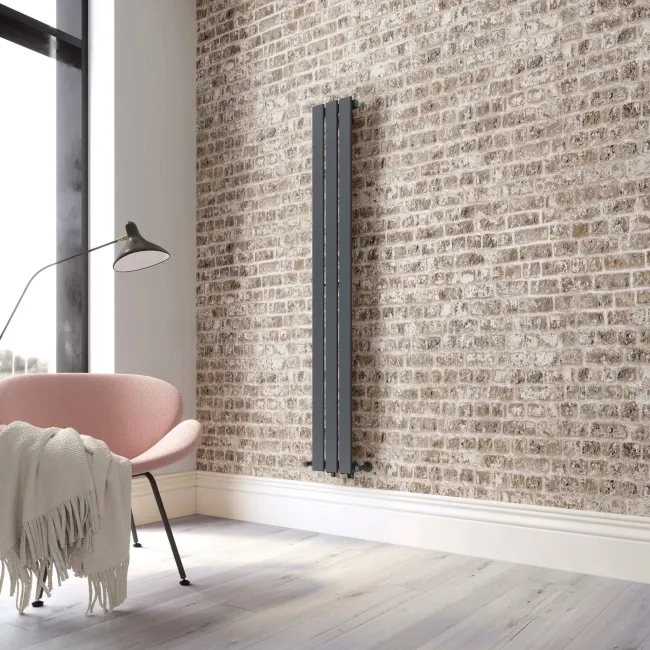 Faro Anthracite Single Flat Panel Vertical Radiator 1600x210mm