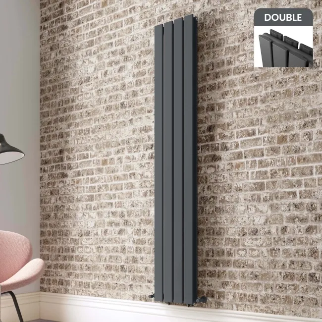 Faro Anthracite Double Flat Panel Vertical Radiator 1800x280mm