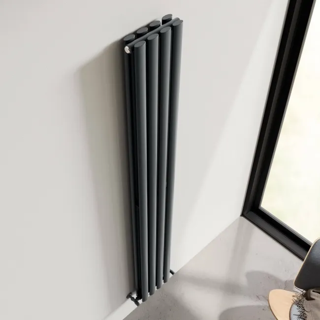 Marbella Anthracite Double Oval Panel Radiator 1800x240mm