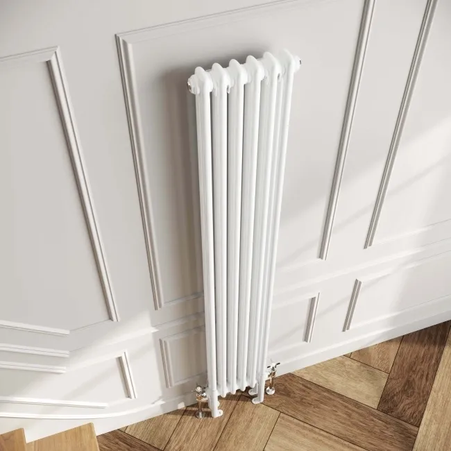 Athens White Double Column Vertical Traditional Radiator 1800x290mm