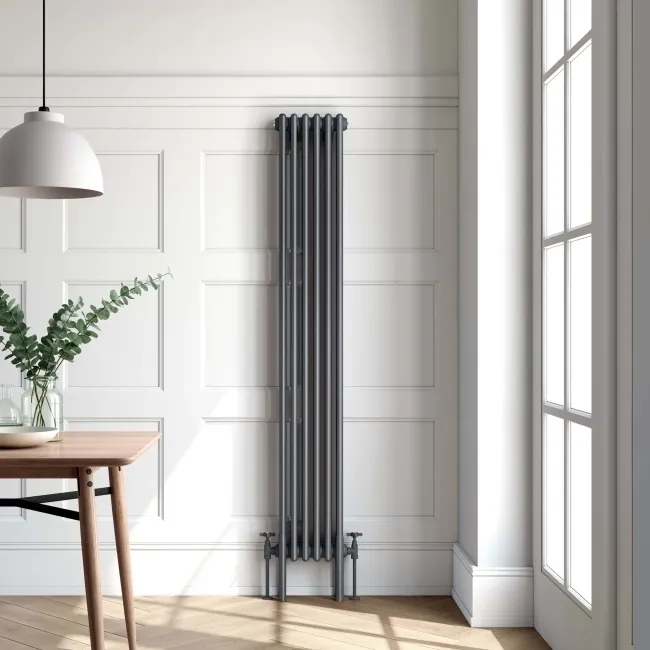 Athens Anthracite Triple Column Vertical Traditional Radiator 1800x290mm