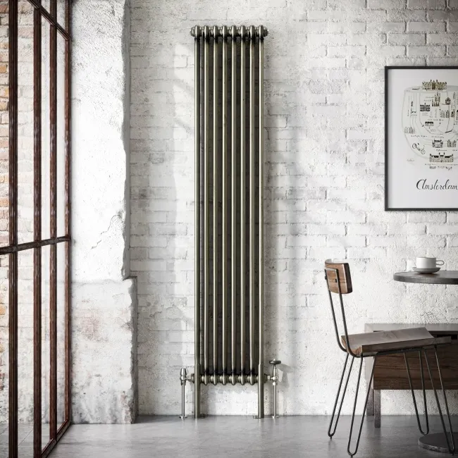 Athens Raw Metal Double Column Vertical Traditional Radiator 1800x380mm