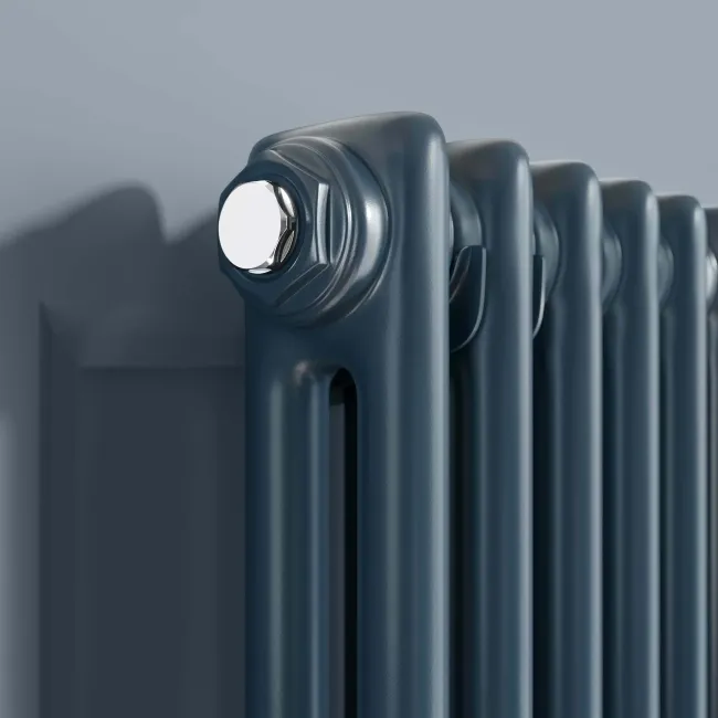 Athens Inky Blue Double Column Vertical Traditional Radiator 1800x380mm