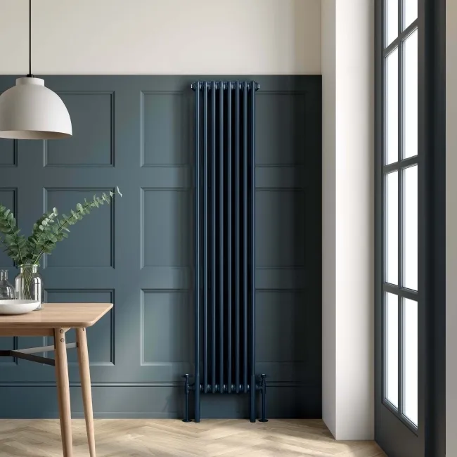 Athens Inky Blue Triple Column Vertical Traditional Radiator 1800x380mm