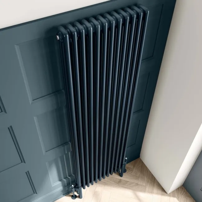 Athens Inky Blue Triple Column Vertical Traditional Radiator 1800x560mm