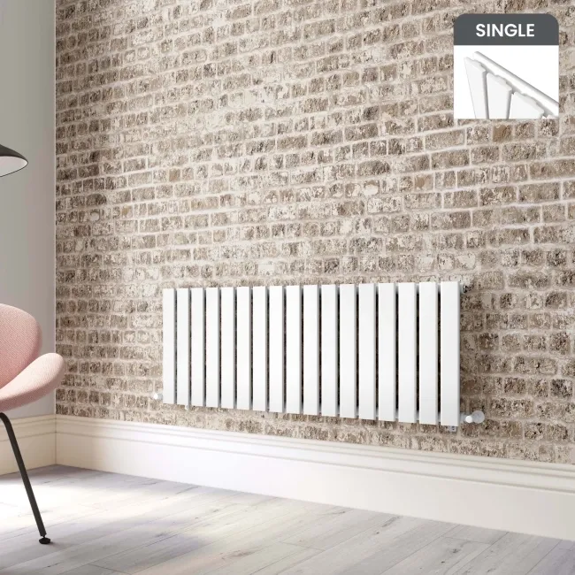 Faro White Single Flat Panel Horizontal Radiator 450x1190mm