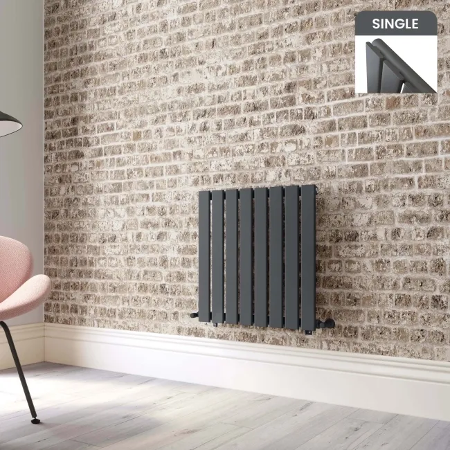 Faro Anthracite Single Flat Panel Horizontal Radiator 600x560mm