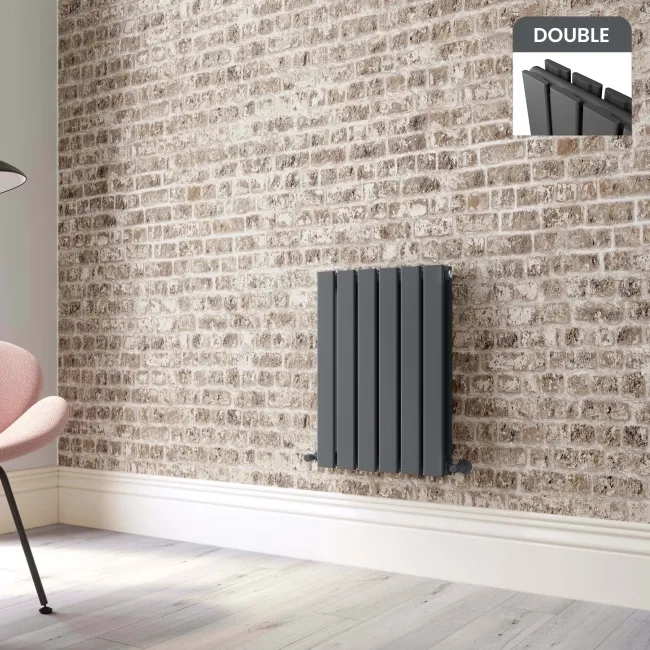 Faro Anthracite Double Flat Panel Horizontal Radiator 600x420mm