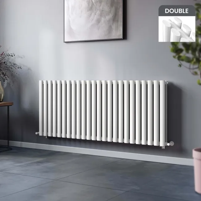 Marbella White Double Oval Panel Radiator 600x1440mm