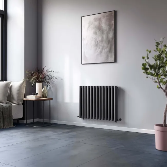 Marbella Anthracite Double Oval Panel Radiator 600x780mm