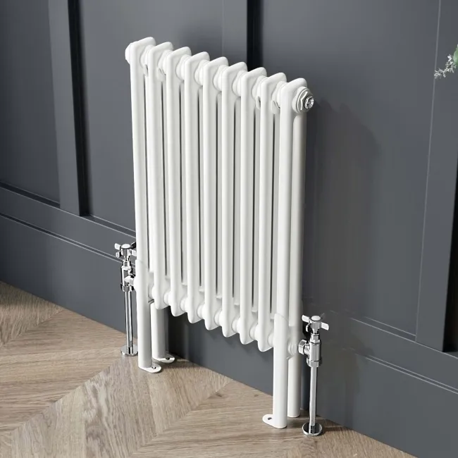 Athens White Double Column Horizontal Traditional Radiator 600x425mm