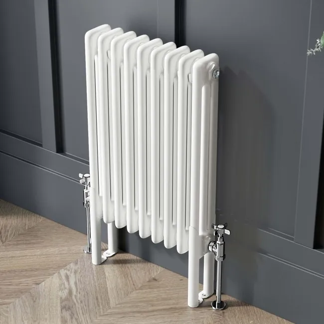 Athens White Triple Column Horizontal Traditional Radiator 600x425mm