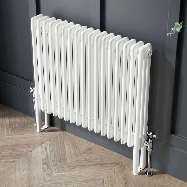 Athens White Triple Column Horizontal Traditional Radiator 600x785mm