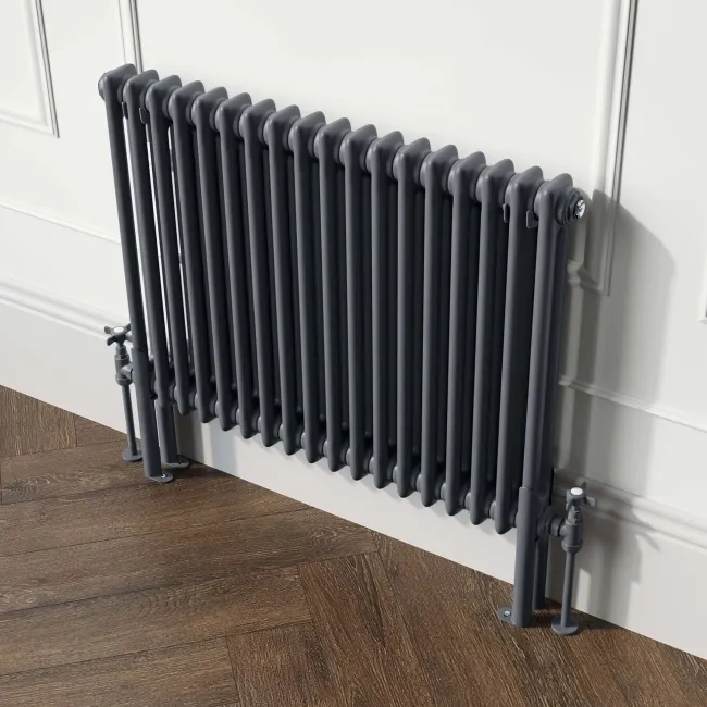 Athens Anthracite Double Column Horizontal Traditional Radiator 600x785mm