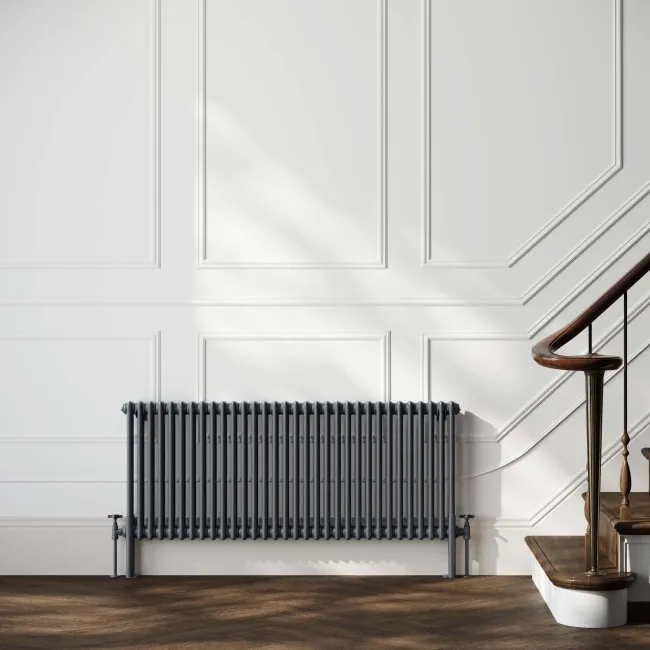 Athens Anthracite Double Column Horizontal Traditional Radiator 600x1415mm