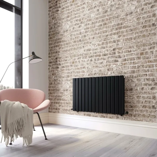 Faro Matt Black Double Flat Panel Horizontal Radiator 600x980mm