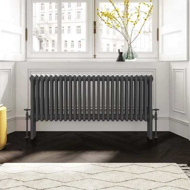 Athens Anthracite Triple Column Horizontal Traditional Radiator 450x1190mm