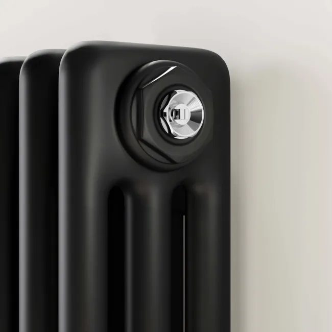 Athens Matt Black Triple Column Horizontal Traditional Radiator 300x1190mm