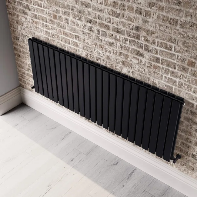 Faro Matt Black Double Flat Panel Horizontal Radiator 600x1610mm