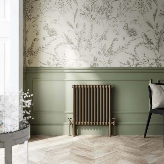 Athens Antique Gold Triple Column Horizontal Traditional Radiator 600x605mm