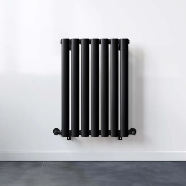 Marbella Matt Black Single Oval Panel Radiator 600x420mm