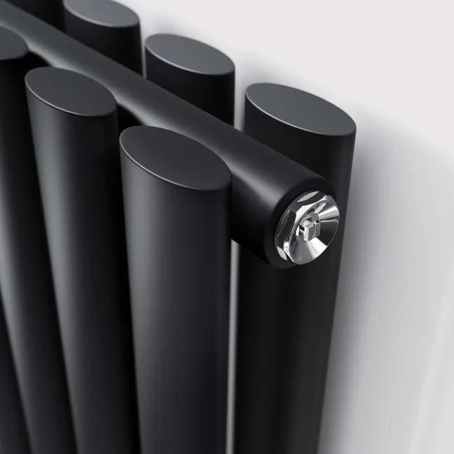 Marbella Matt Black Double Oval Panel Radiator 600x600mm