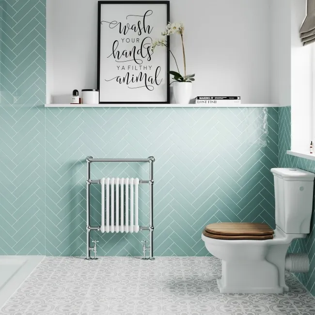 Gibraltar Slimline Large White Traditional Heated Towel Radiator (Flat Top Rail)