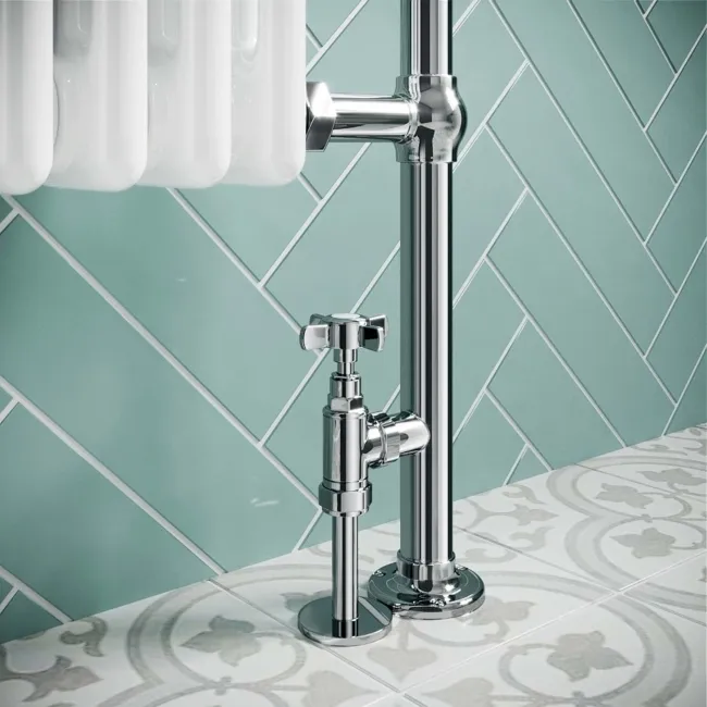 Gibraltar Slimline Large White Traditional Heated Towel Radiator (Flat Top Rail)