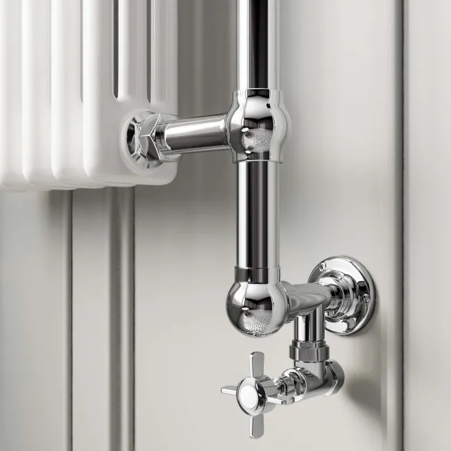 Gibraltar Wall Hung Small White Traditional Heated Towel Radiator (With Overhanging Rail)