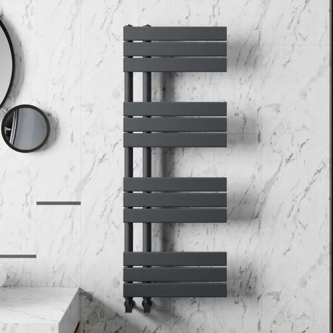 Seville Anthracite Designer Flat Panel Heated Towel Rail 1200x450mm