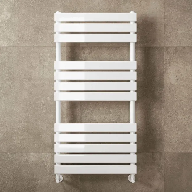 Santorini White Flat Panel Heated Towel Rail 1200x600mm