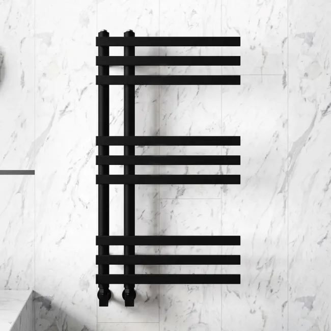 Madrid Matt Black Designer Heated Towel Rail 800x450mm