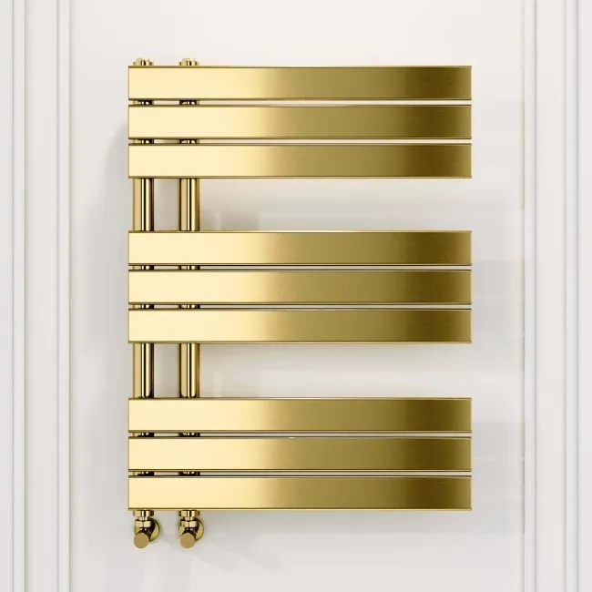 Seville Brushed Brass Designer Flat Panel Heated Towel Rail 800x600mm