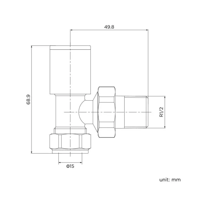 Matt Black Angled Manual Radiator Valves (Pair) Standard 15mm