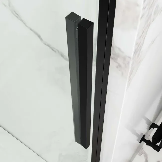 Stockholm Matt Black Easy Clean 8mm Frameless Sliding Shower Door 1000mm