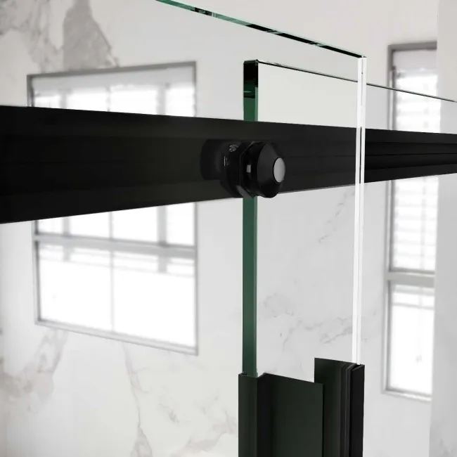 Stockholm Matt Black Easy Clean 8mm Frameless Sliding Shower Door 1400mm
