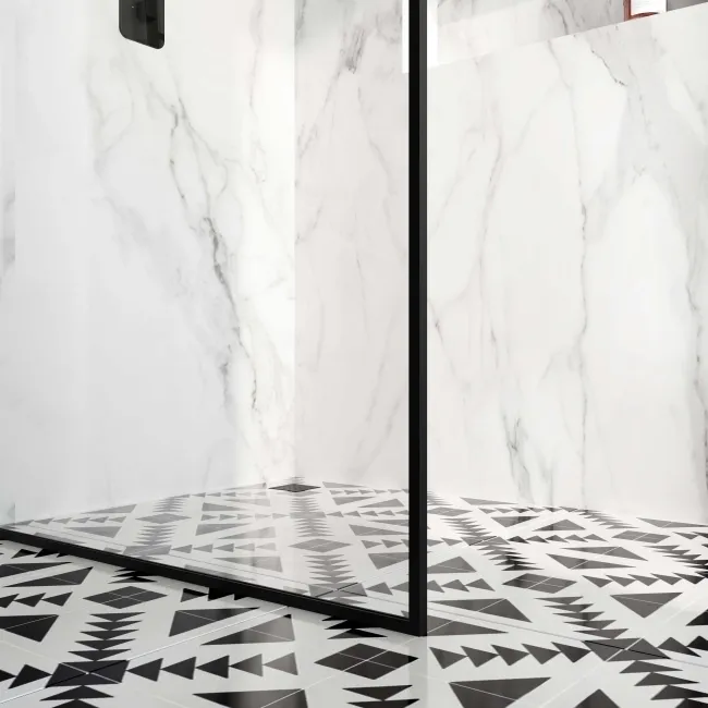 Munich Matt Black Framed Easy Clean 8mm Wet Room Shower Glass Panel 900mm