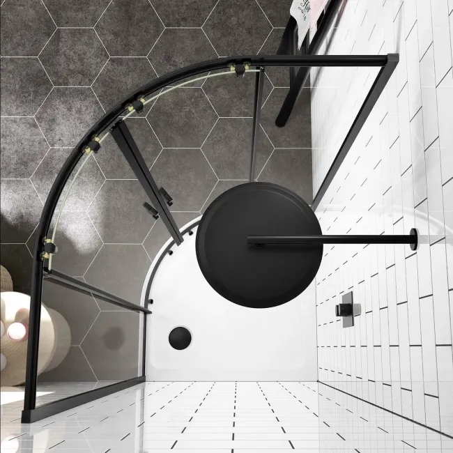 London Matt Black 6mm Quadrant Shower Enclosure 900x900mm