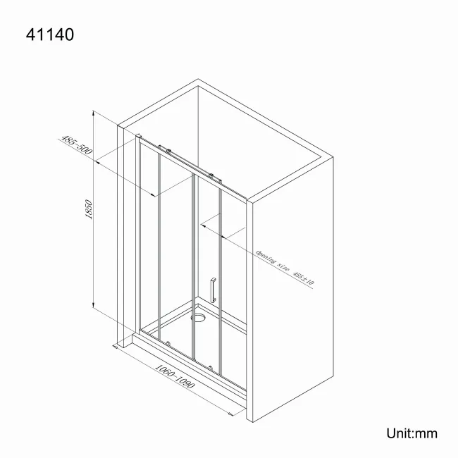 London Matt Black 6mm Sliding Shower Door 1100mm
