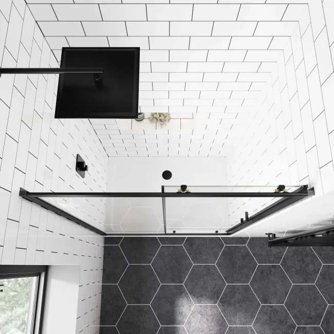 London Matt Black 6mm Sliding Shower Door 1200mm