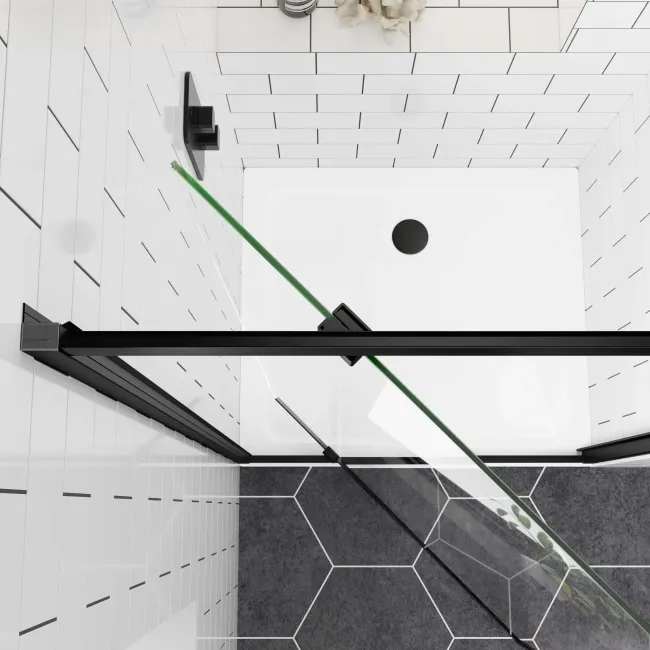 London Matt Black 6mm Pivot Shower Door 900mm