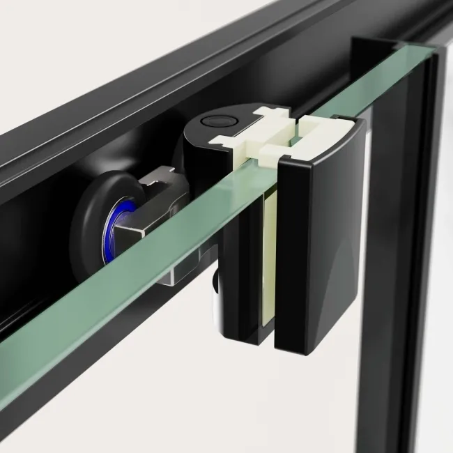 Hamburg Matt Black Easy Clean 8mm Sliding Shower Door 1100mm - Easy Fix Feature