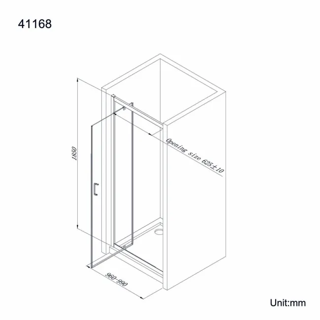 London 6mm Pivot Shower Door 1000mm