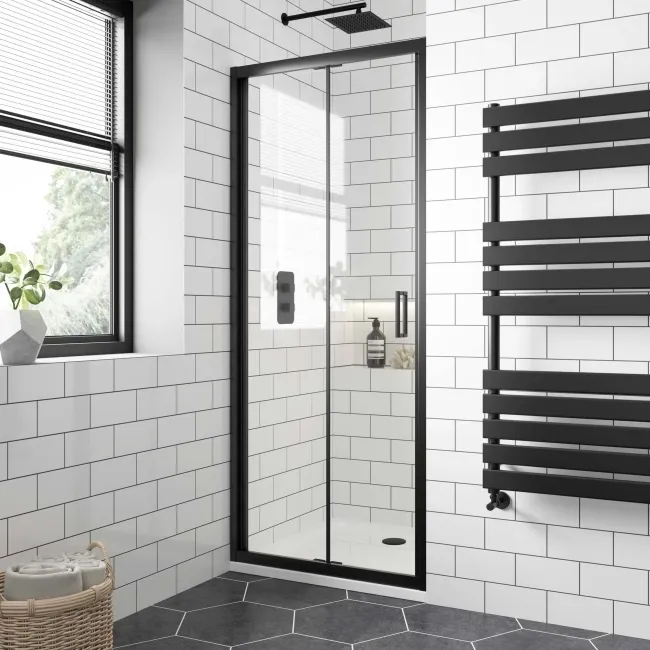 London Matt Black 6mm Bifold Shower Door 800mm