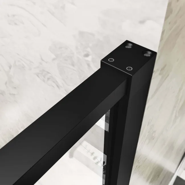 Helsinki Matt Black Premium Easy Clean 8mm Hinged Shower Door 1400mm