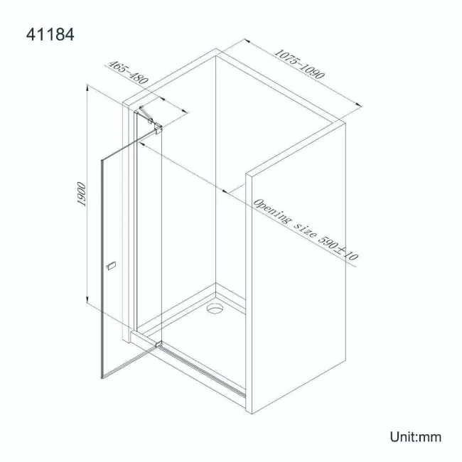 Vienna Matt Black Easy Clean 8mm Hinged Shower Door 1100mm